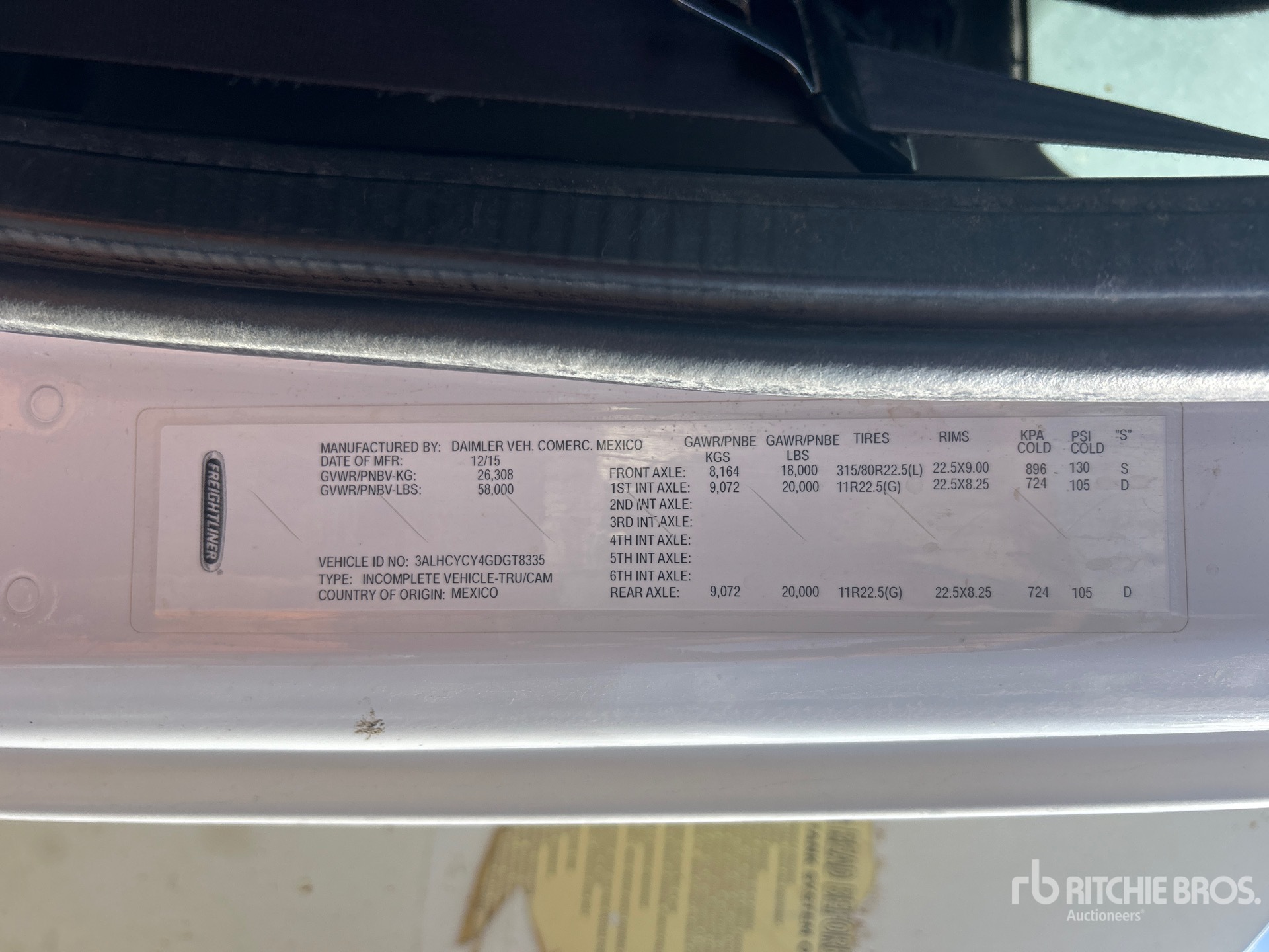 General Appearance with Serial Number / VIN