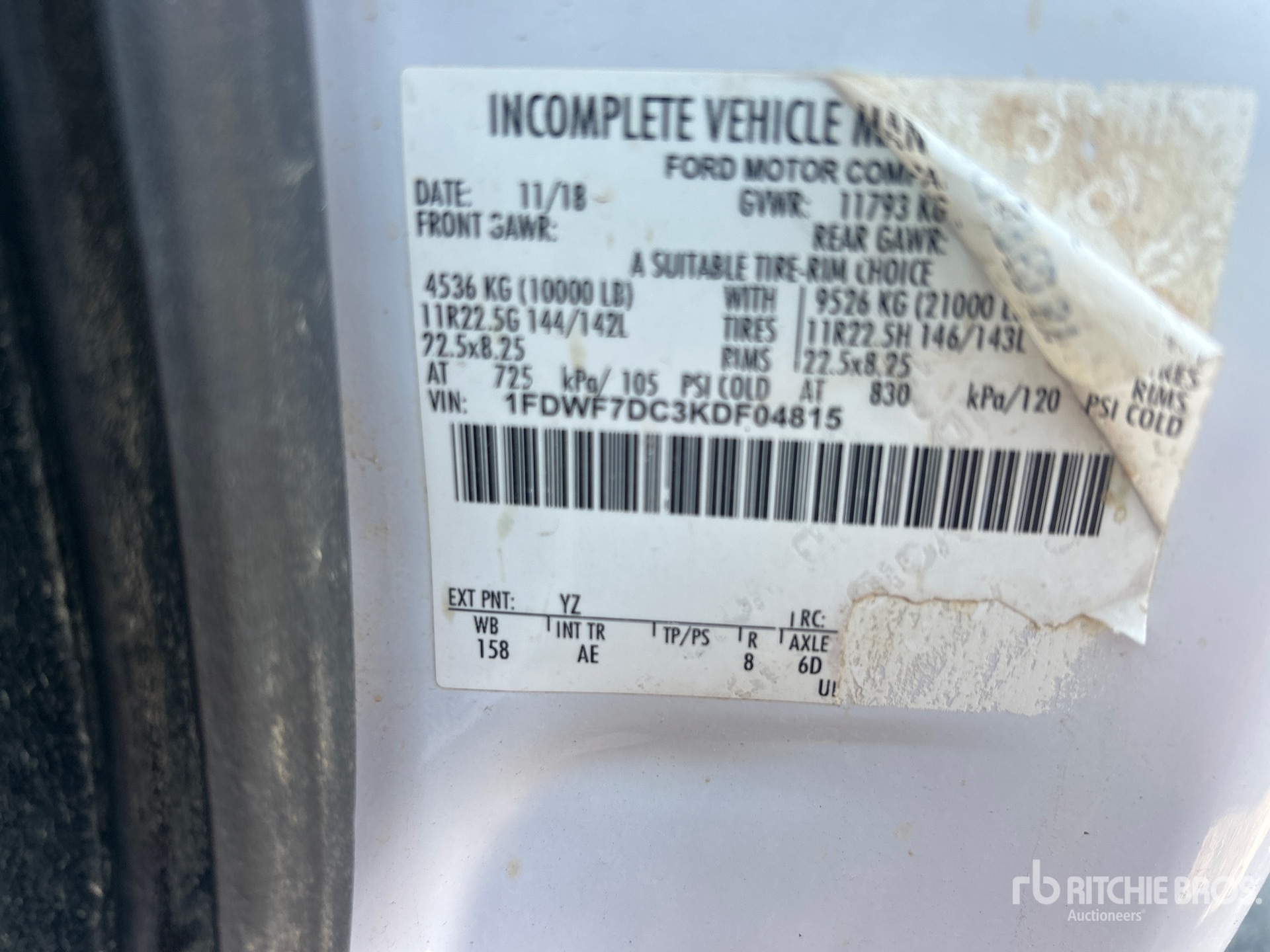 General Appearance with Serial Number / VIN