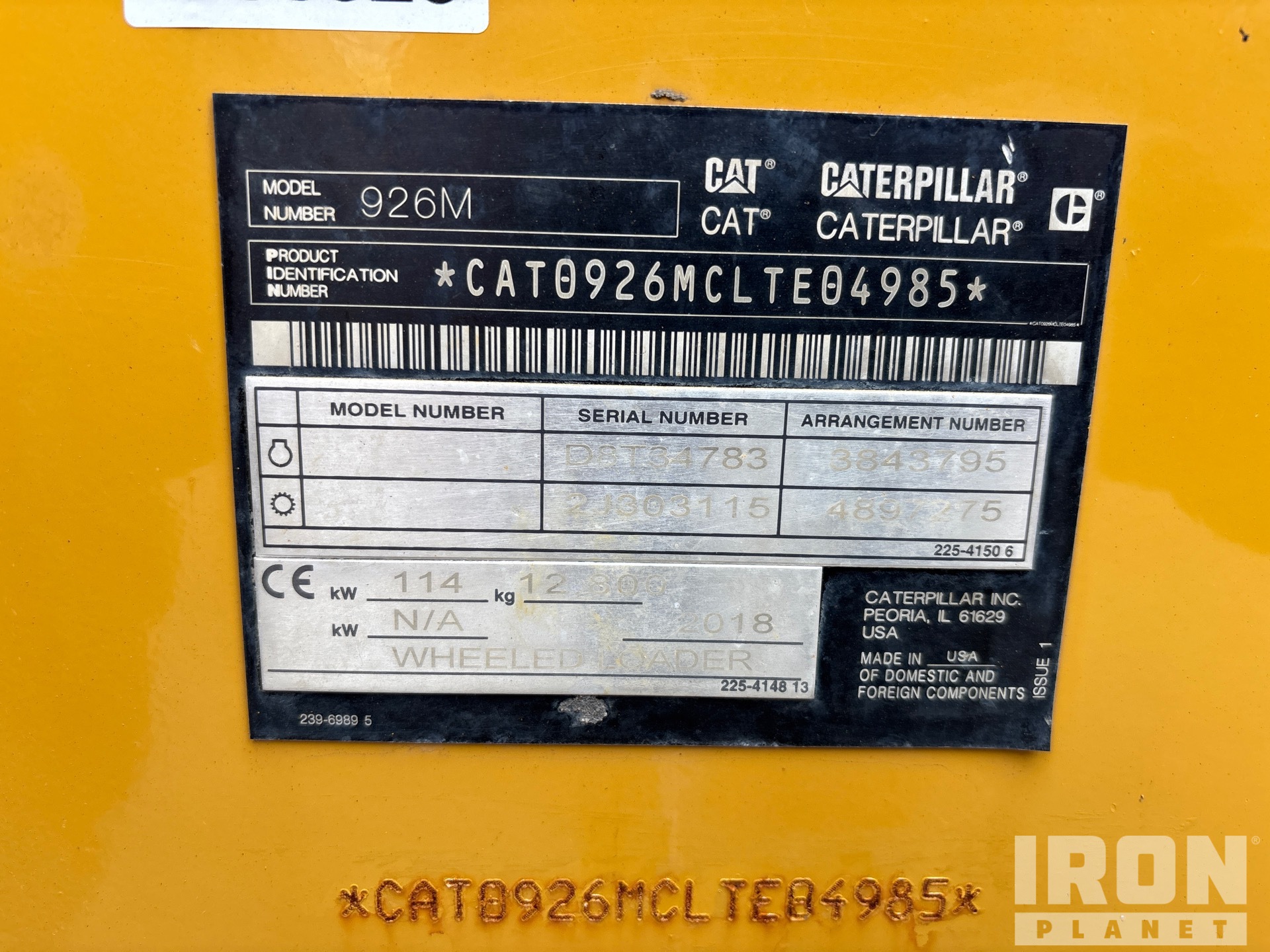 General Appearance with Serial Number / VIN