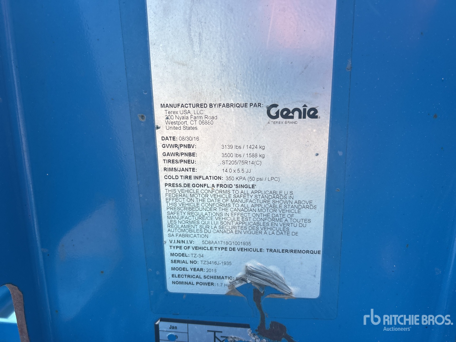 General Appearance with Serial Number / VIN