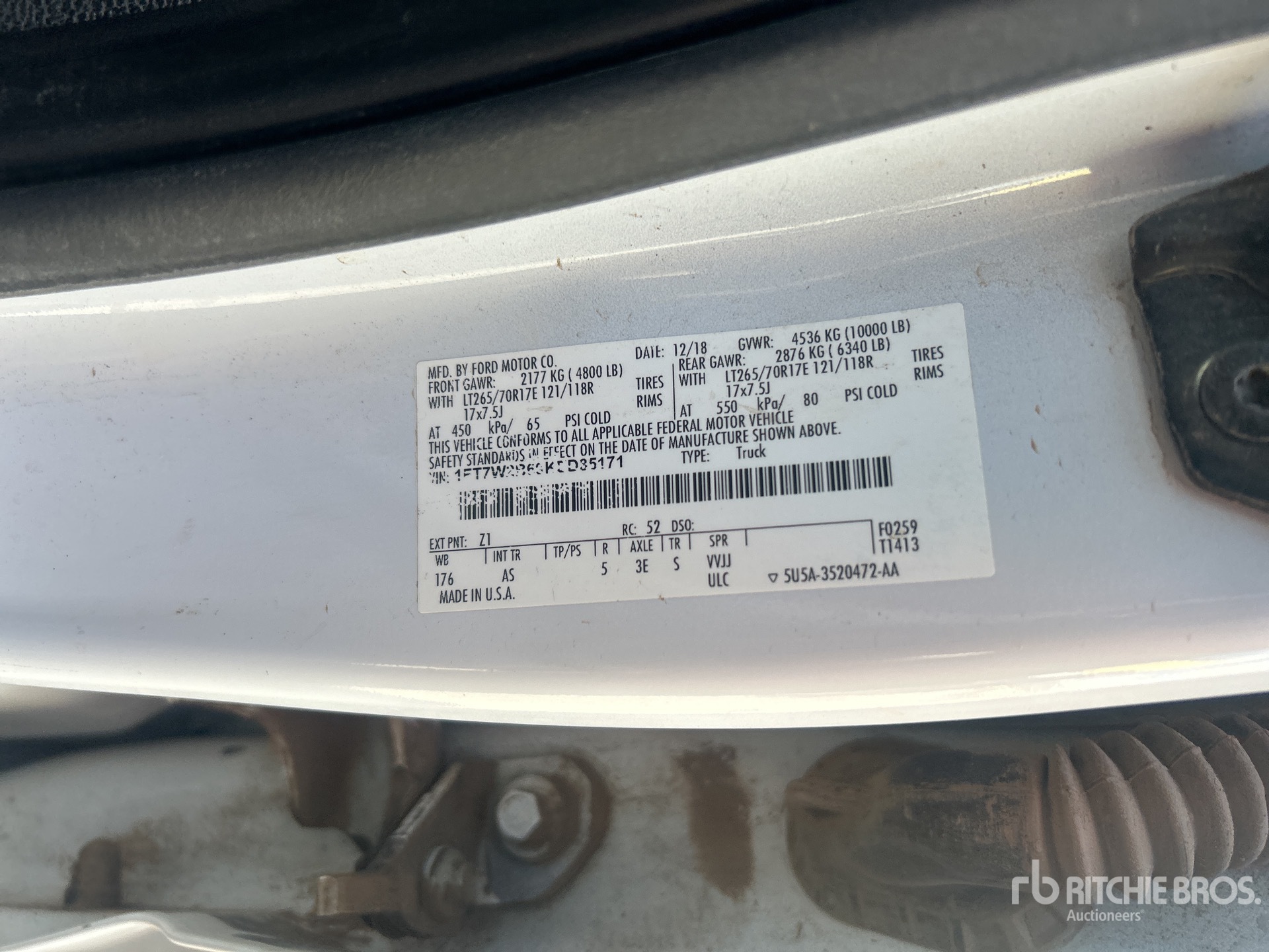 General Appearance with Serial Number / VIN