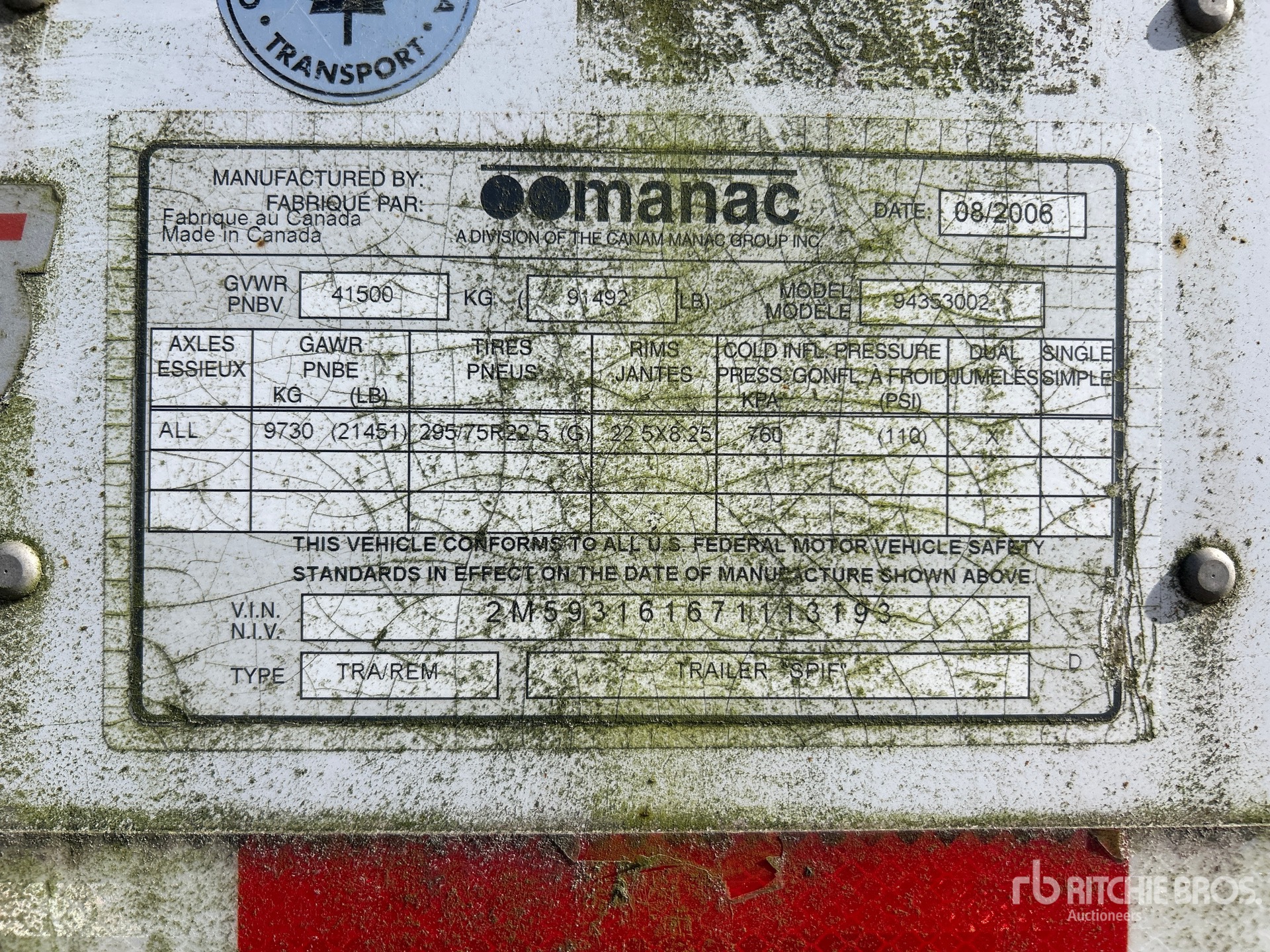 General Appearance with Serial Number / VIN