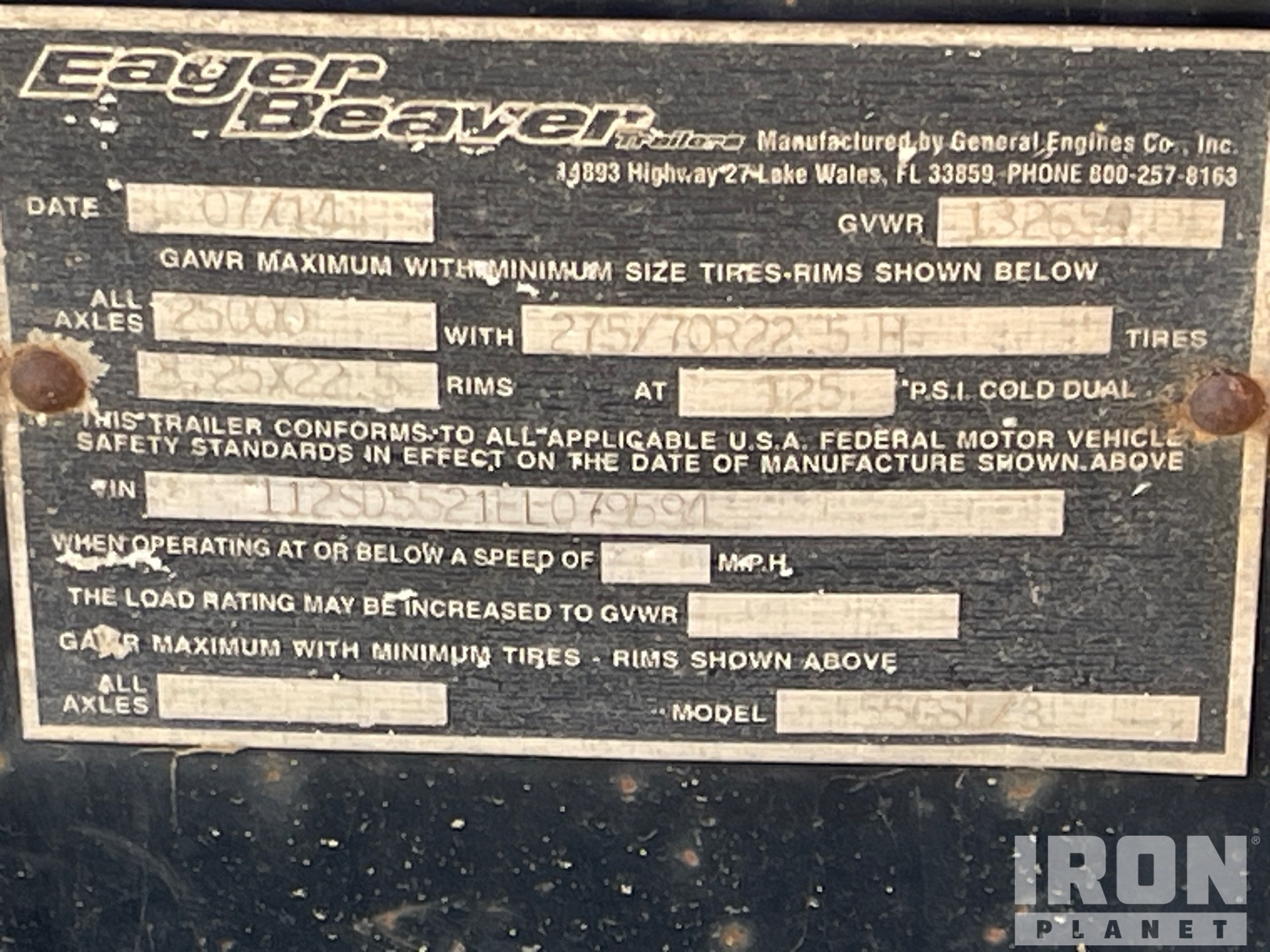 General Appearance with Serial Number / VIN