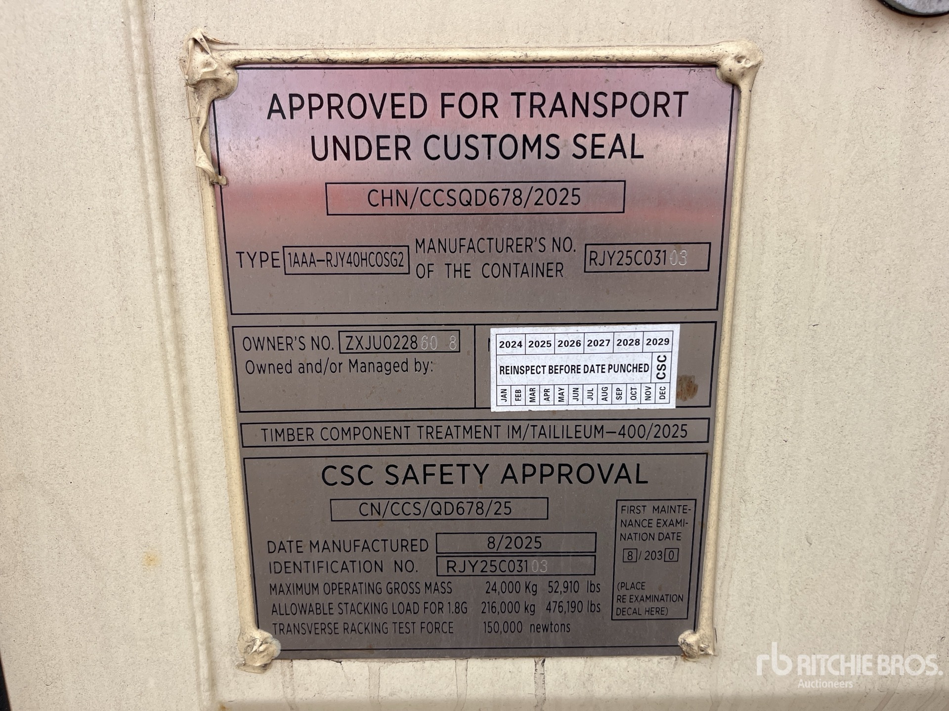 General Appearance with Serial Number / VIN