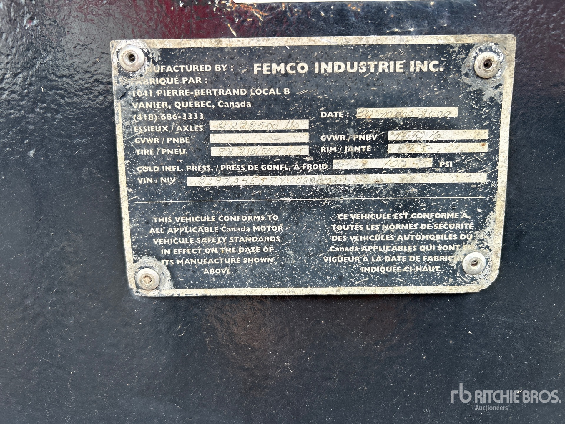 General Appearance with Serial Number / VIN