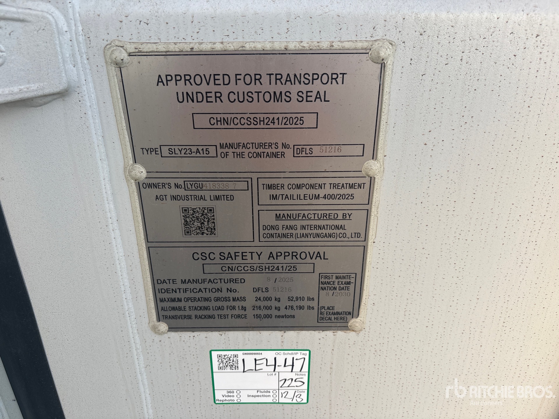 General Appearance with Serial Number / VIN