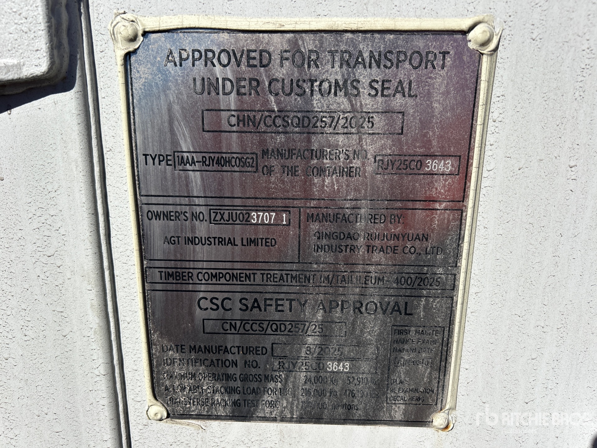 General Appearance with Serial Number / VIN