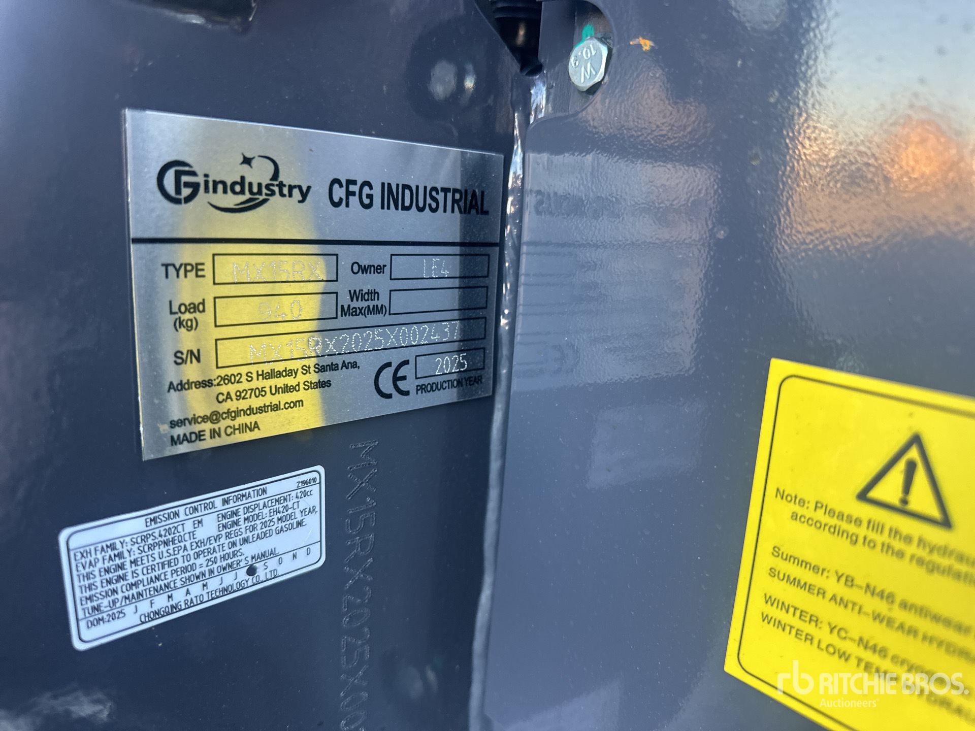 General Appearance with Serial Number / VIN