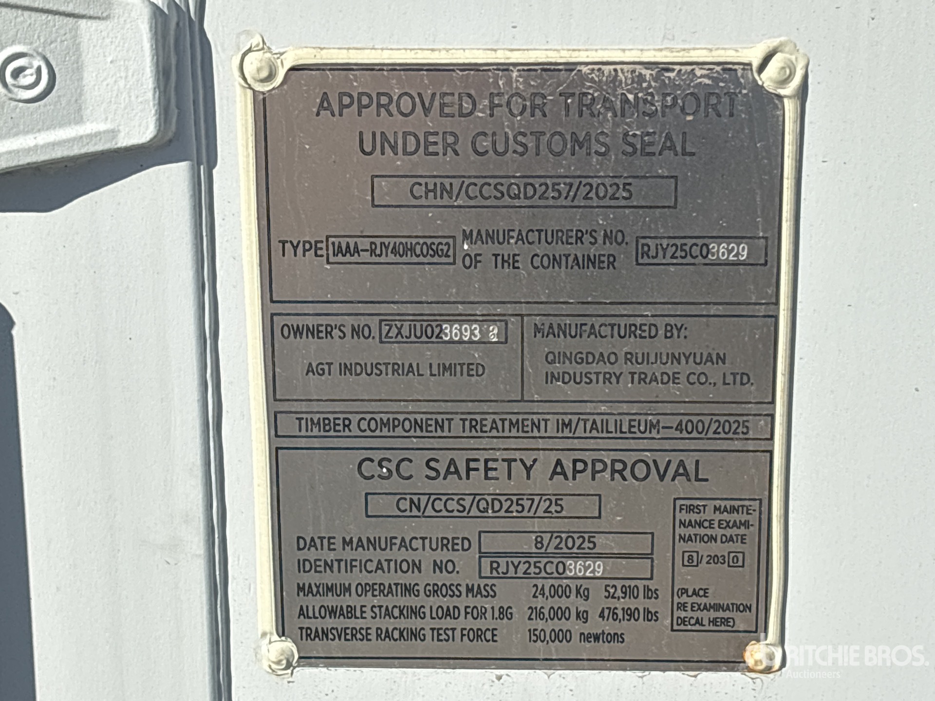 General Appearance with Serial Number / VIN