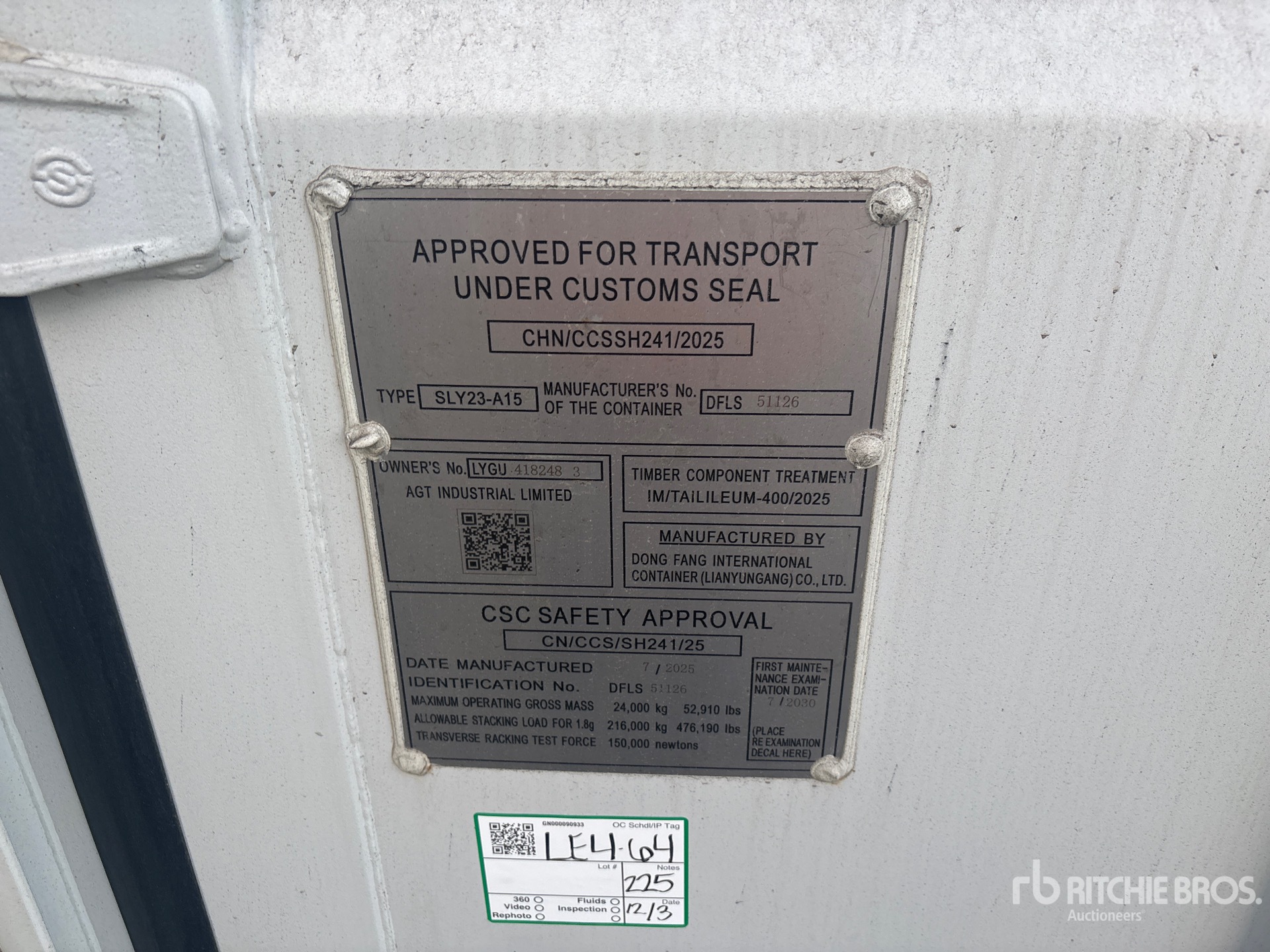 General Appearance with Serial Number / VIN