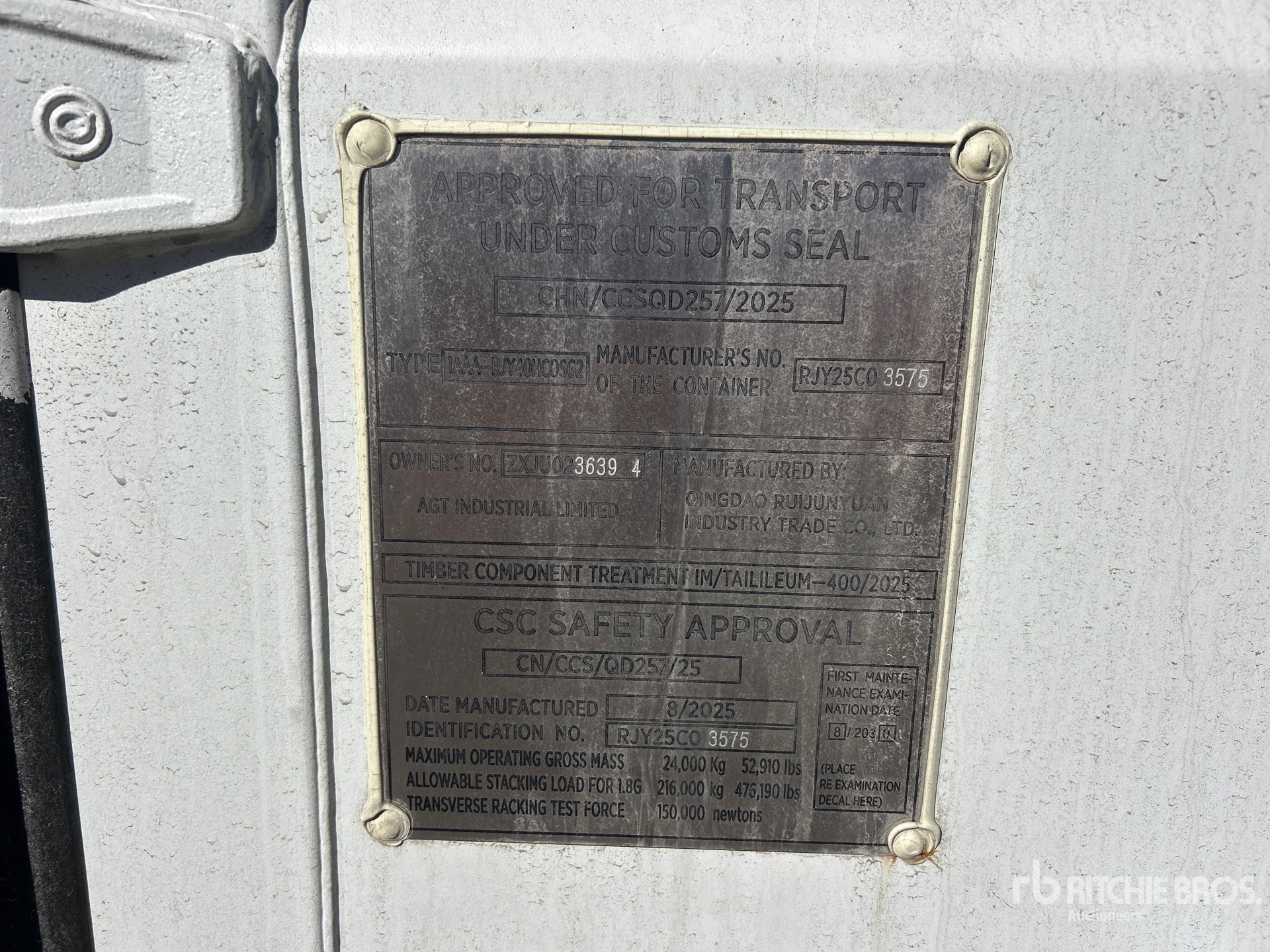 General Appearance with Serial Number / VIN