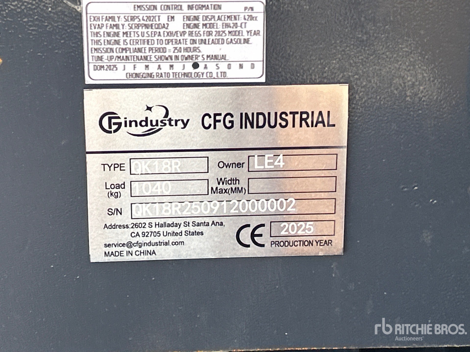 General Appearance with Serial Number / VIN