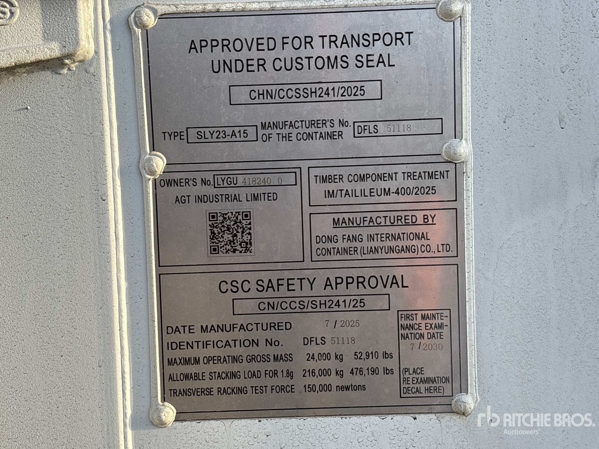 General Appearance with Serial Number / VIN