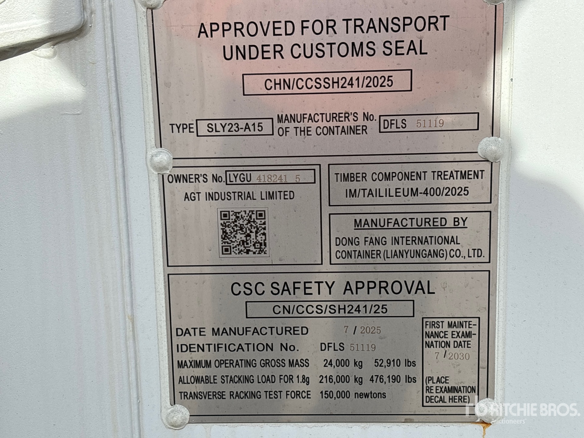 General Appearance with Serial Number / VIN