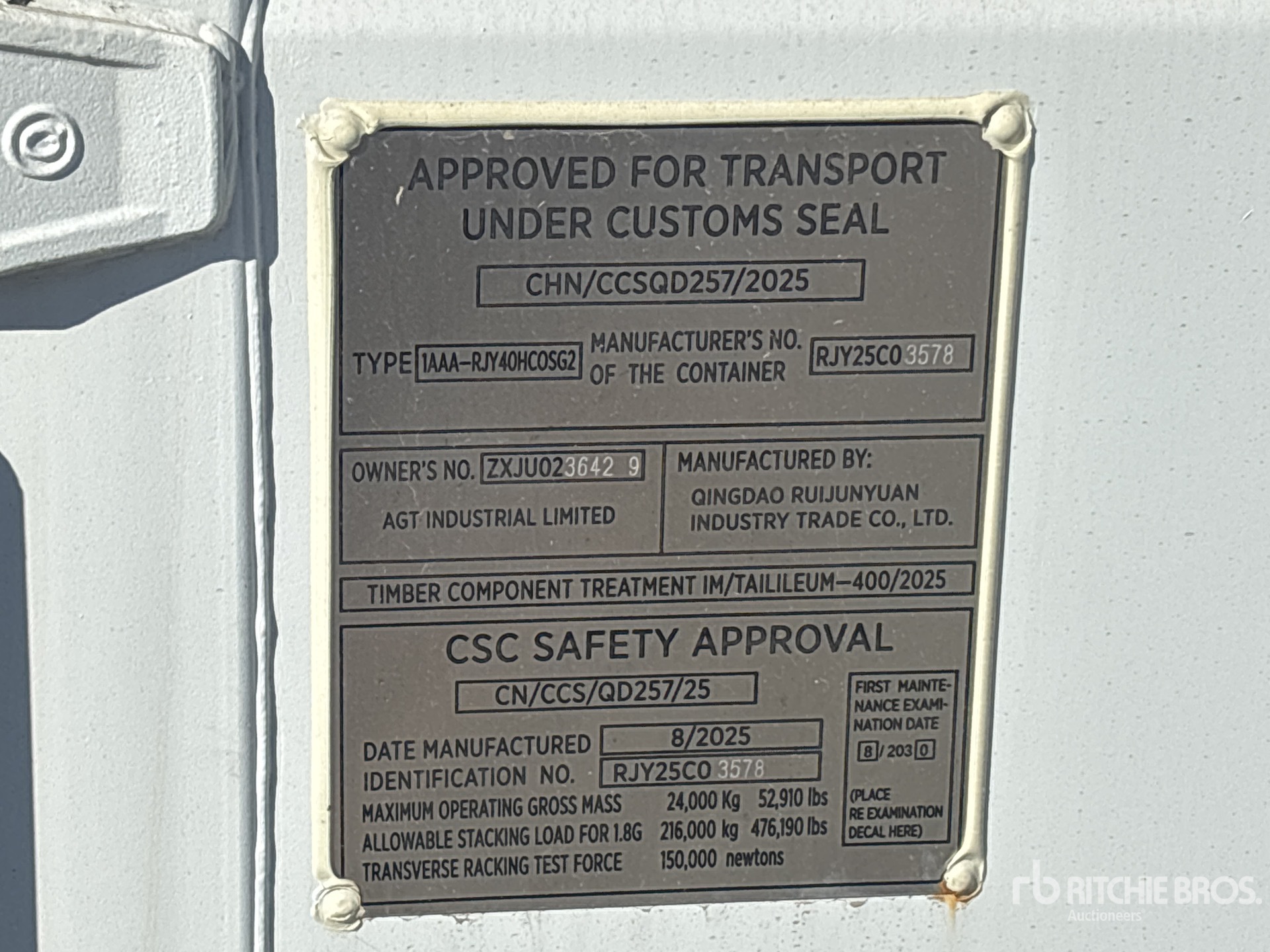 General Appearance with Serial Number / VIN