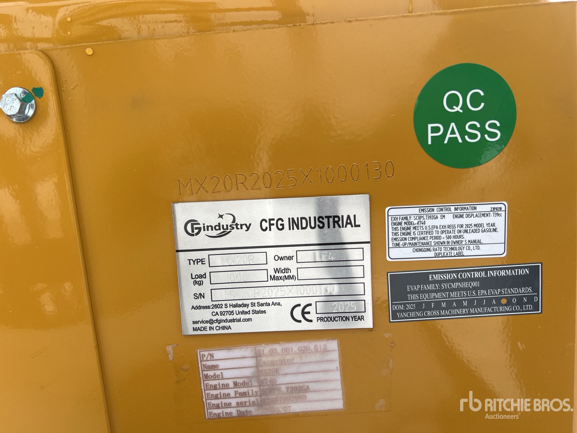 General Appearance with Serial Number / VIN