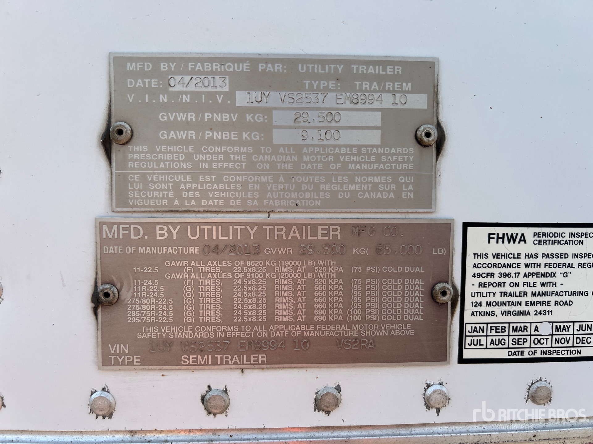 General Appearance with Serial Number / VIN