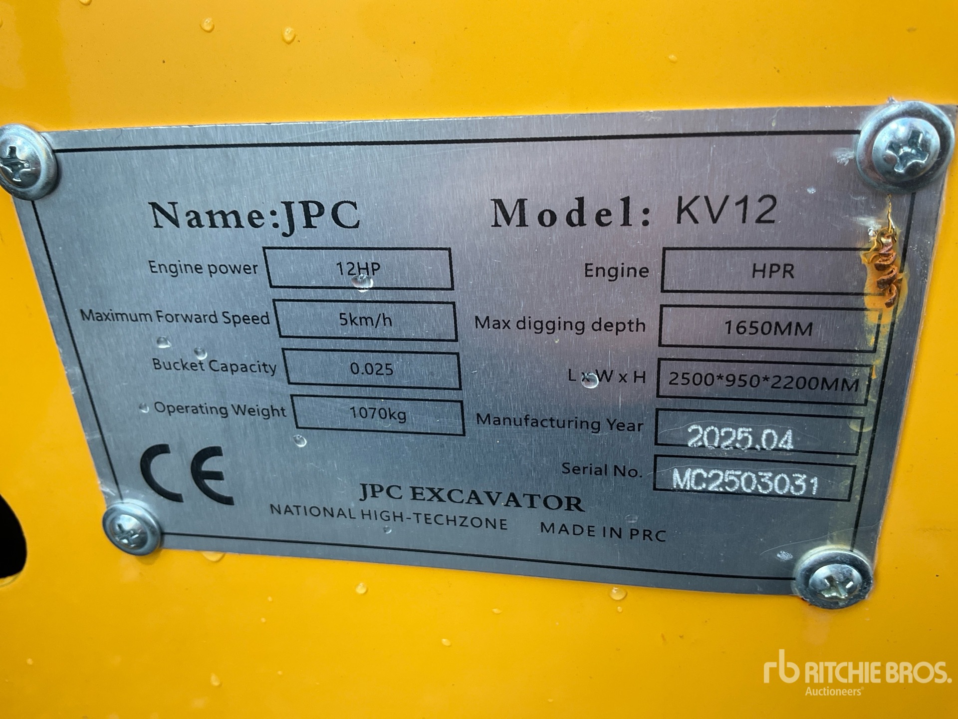 General Appearance with Serial Number / VIN