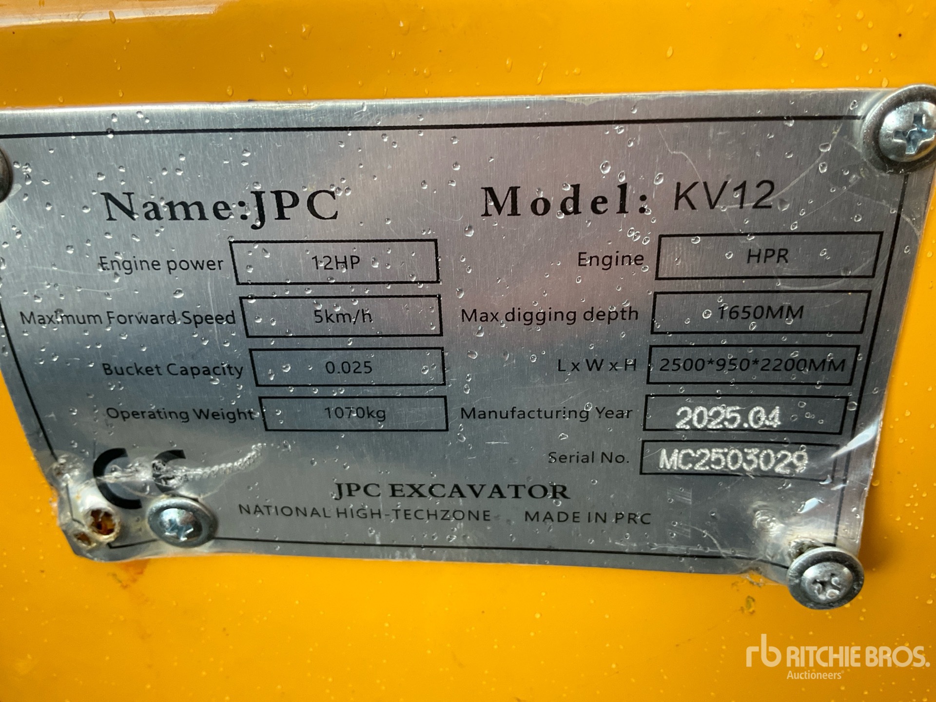 General Appearance with Serial Number / VIN