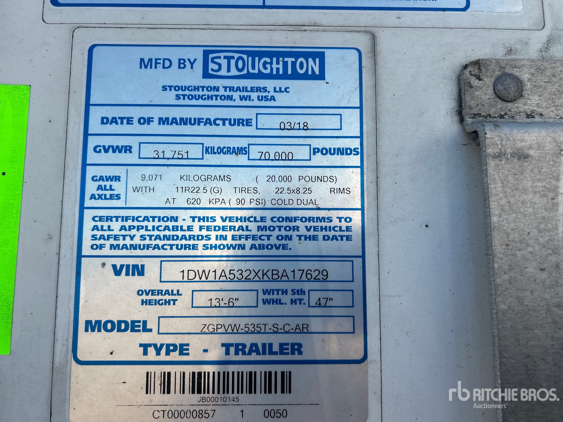 General Appearance with Serial Number / VIN