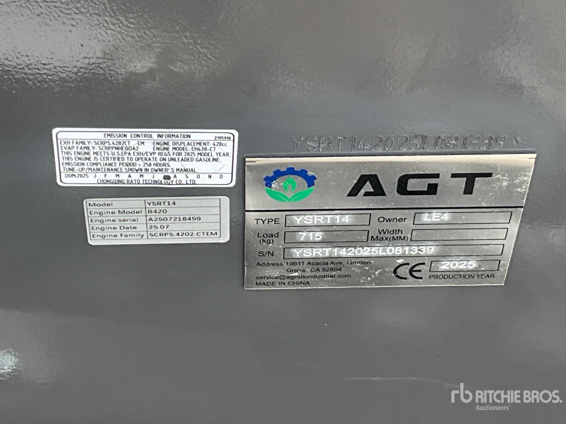 General Appearance with N.º de serie/VIN