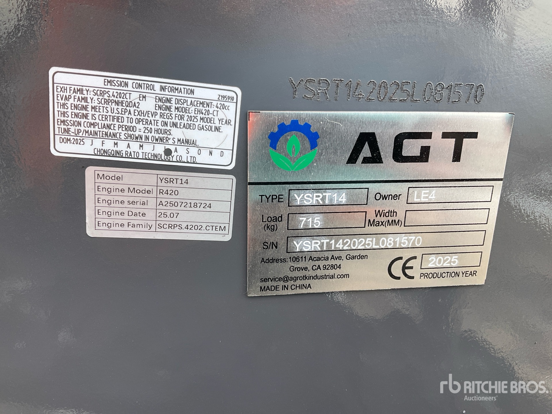 General Appearance with N.º de serie/VIN