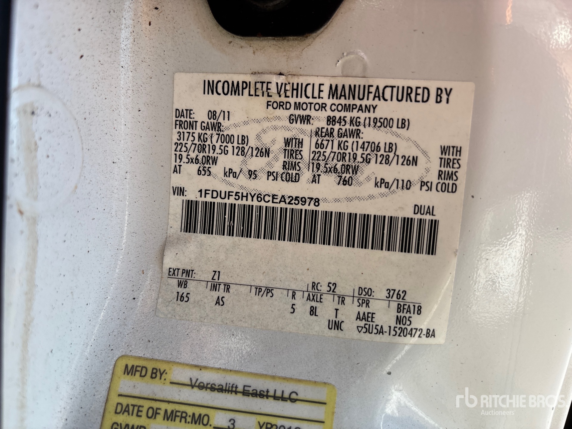 General Appearance with Serial Number / VIN