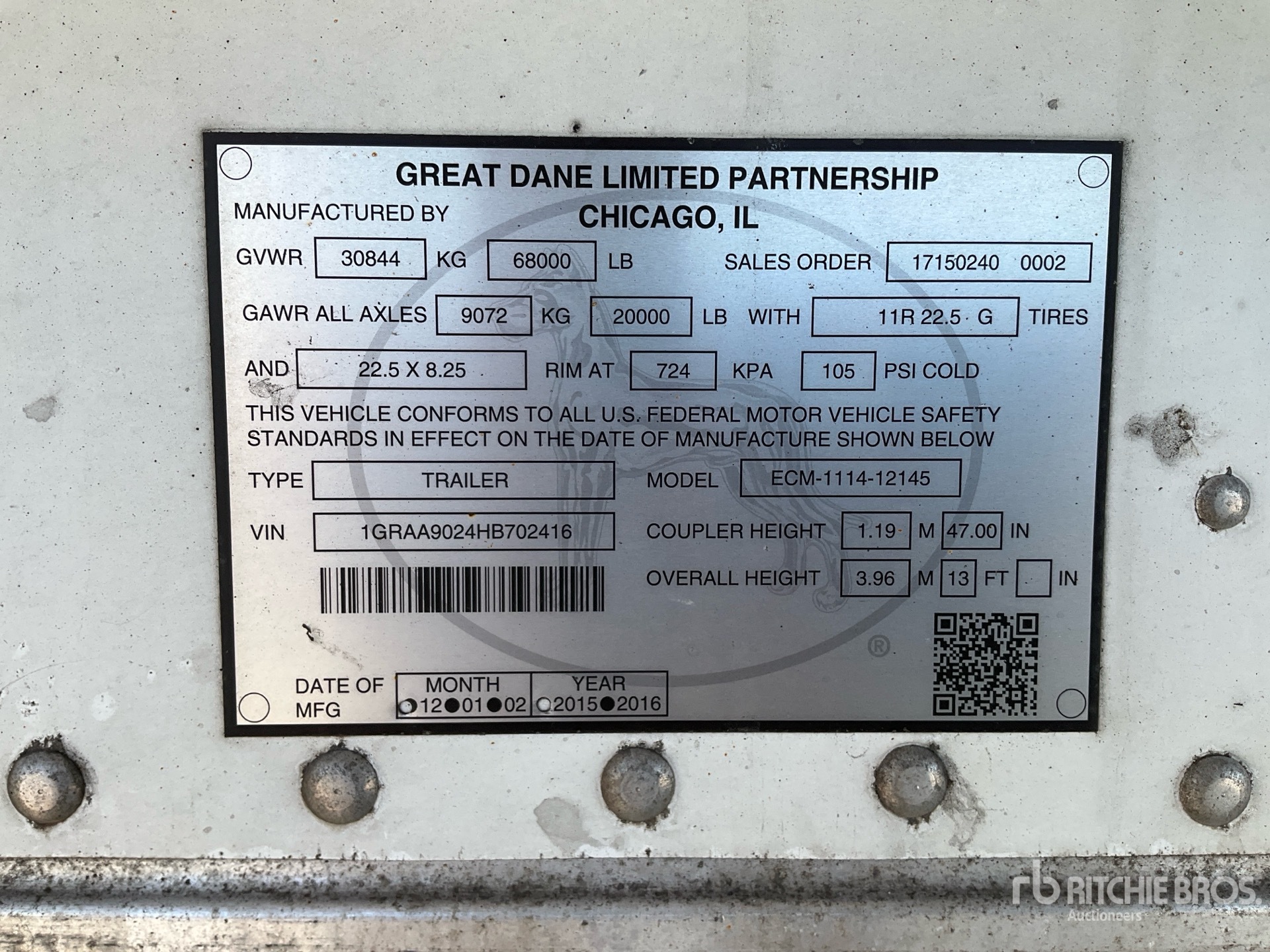 General Appearance with Serial Number / VIN