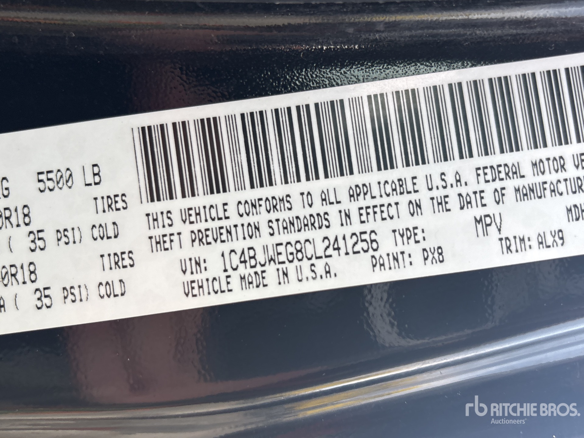 General Appearance with Serial Number / VIN