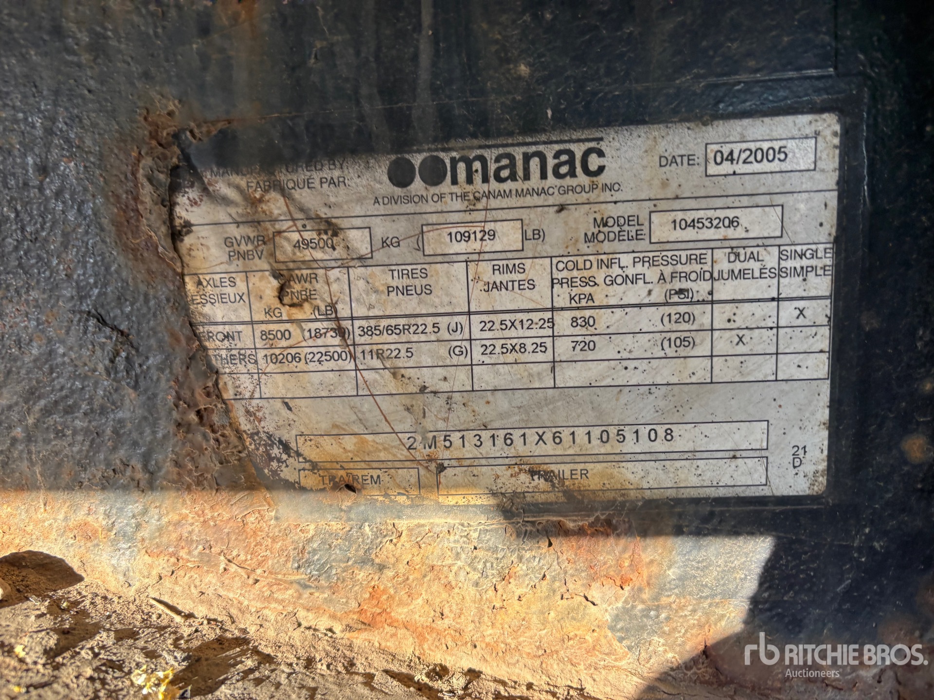 General Appearance with Serial Number / VIN
