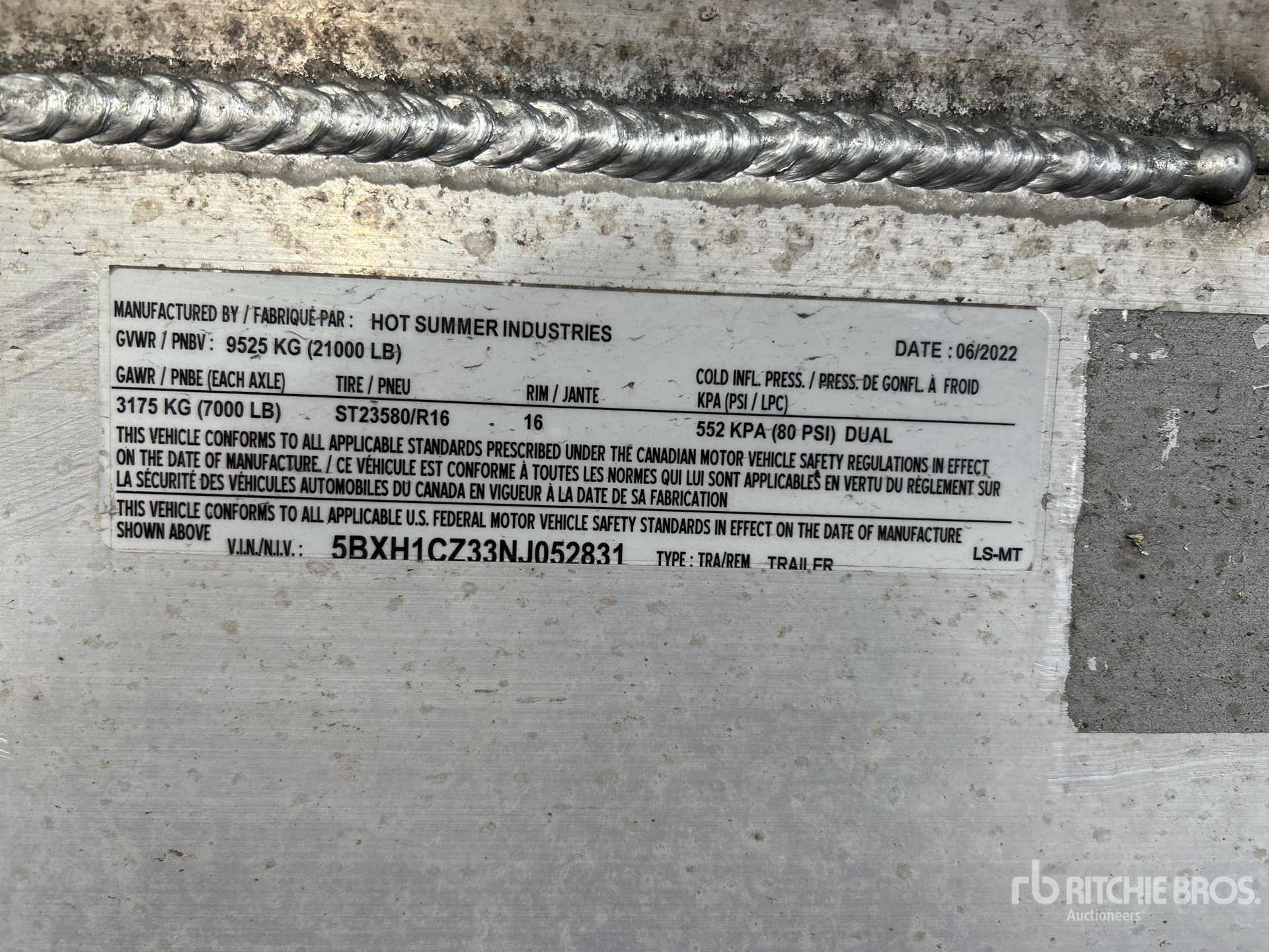 General Appearance with Serial Number / VIN