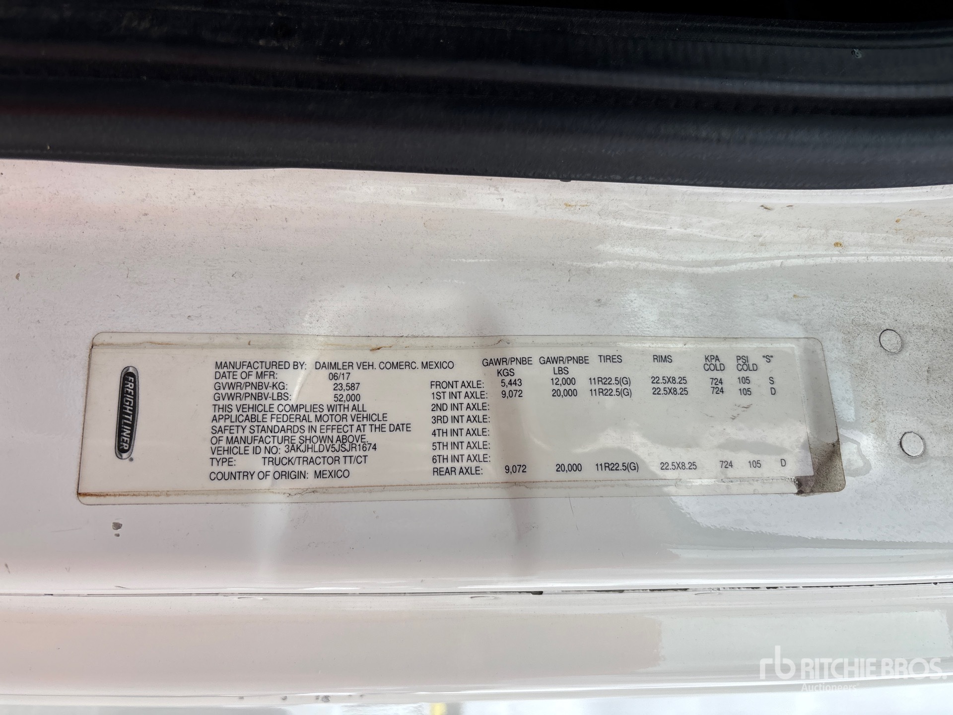 General Appearance with Serial Number / VIN