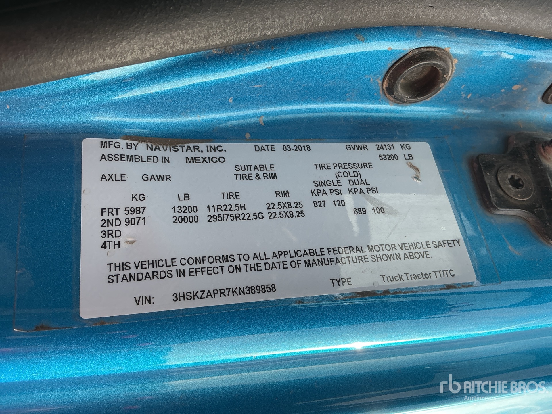 General Appearance with Serial Number / VIN