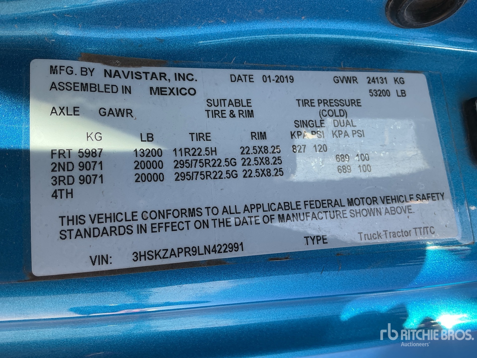 General Appearance with Serial Number / VIN