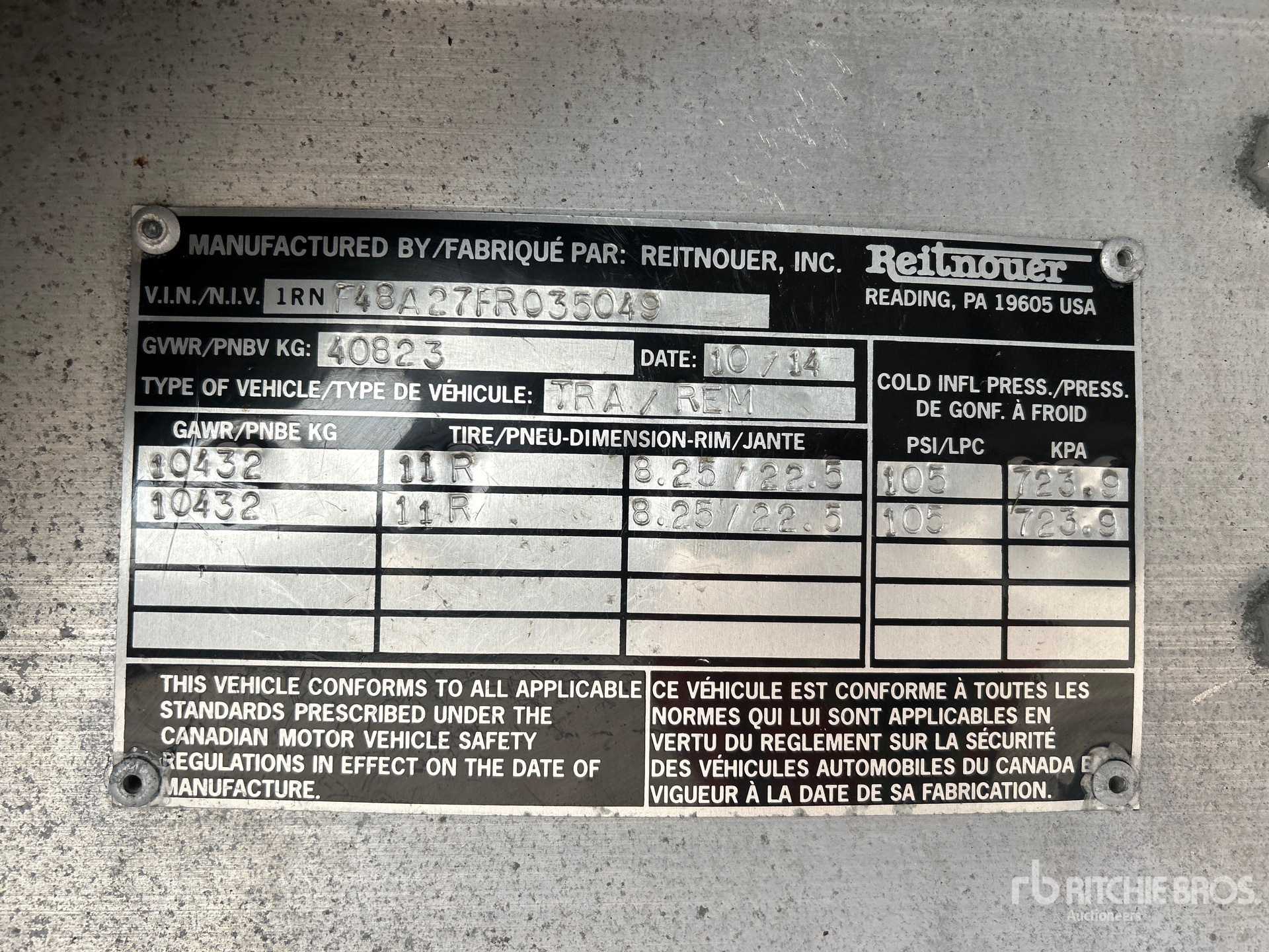 General Appearance with Serial Number / VIN