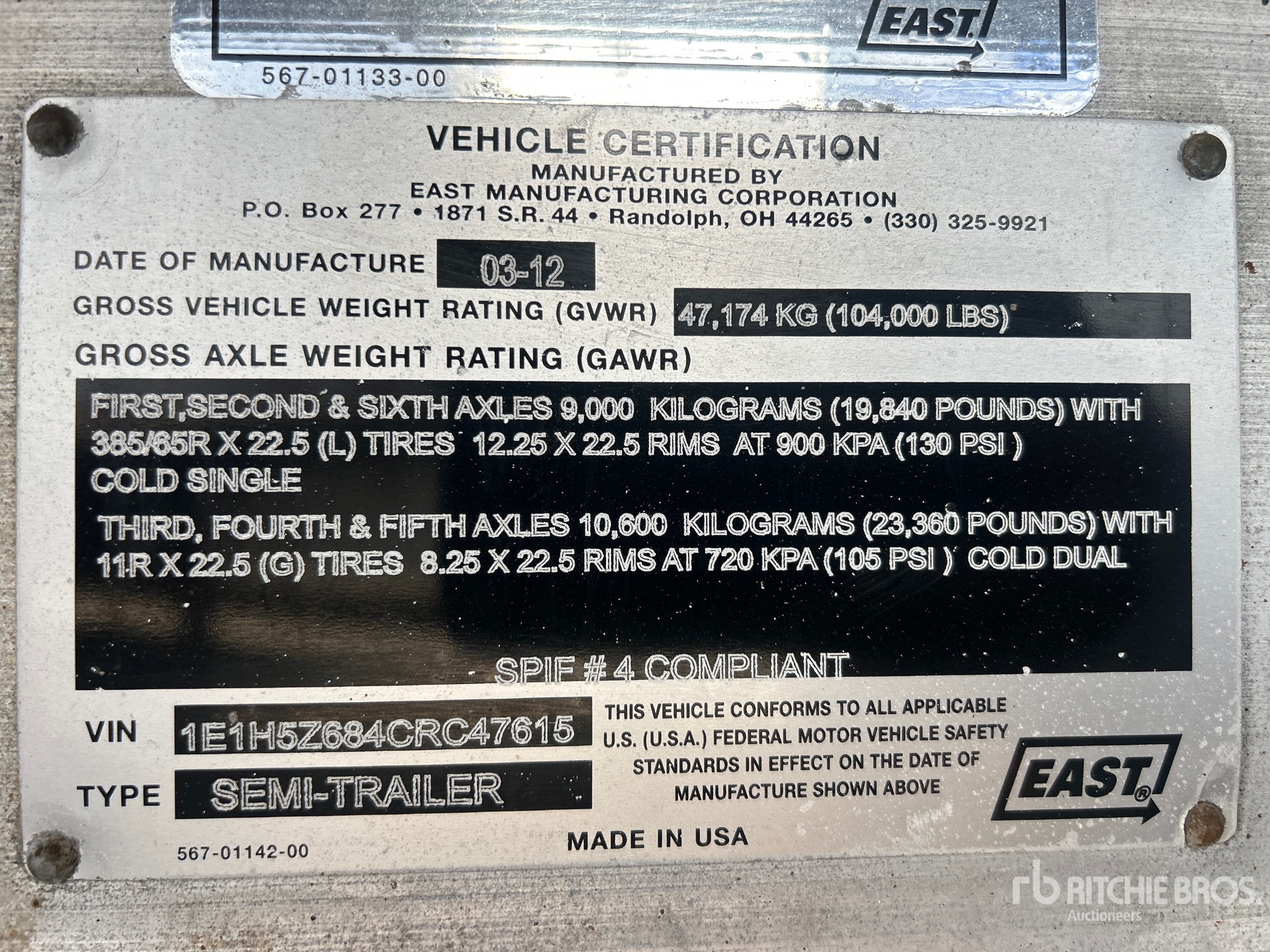 General Appearance with Serial Number / VIN