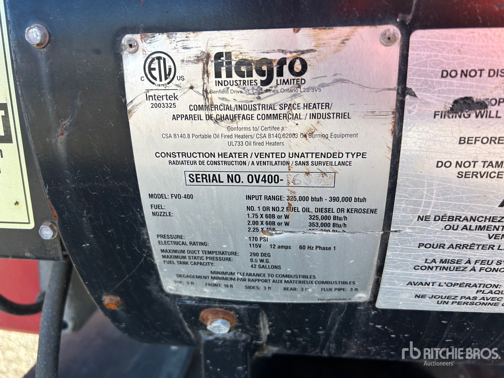 General Appearance with Serial Number / VIN