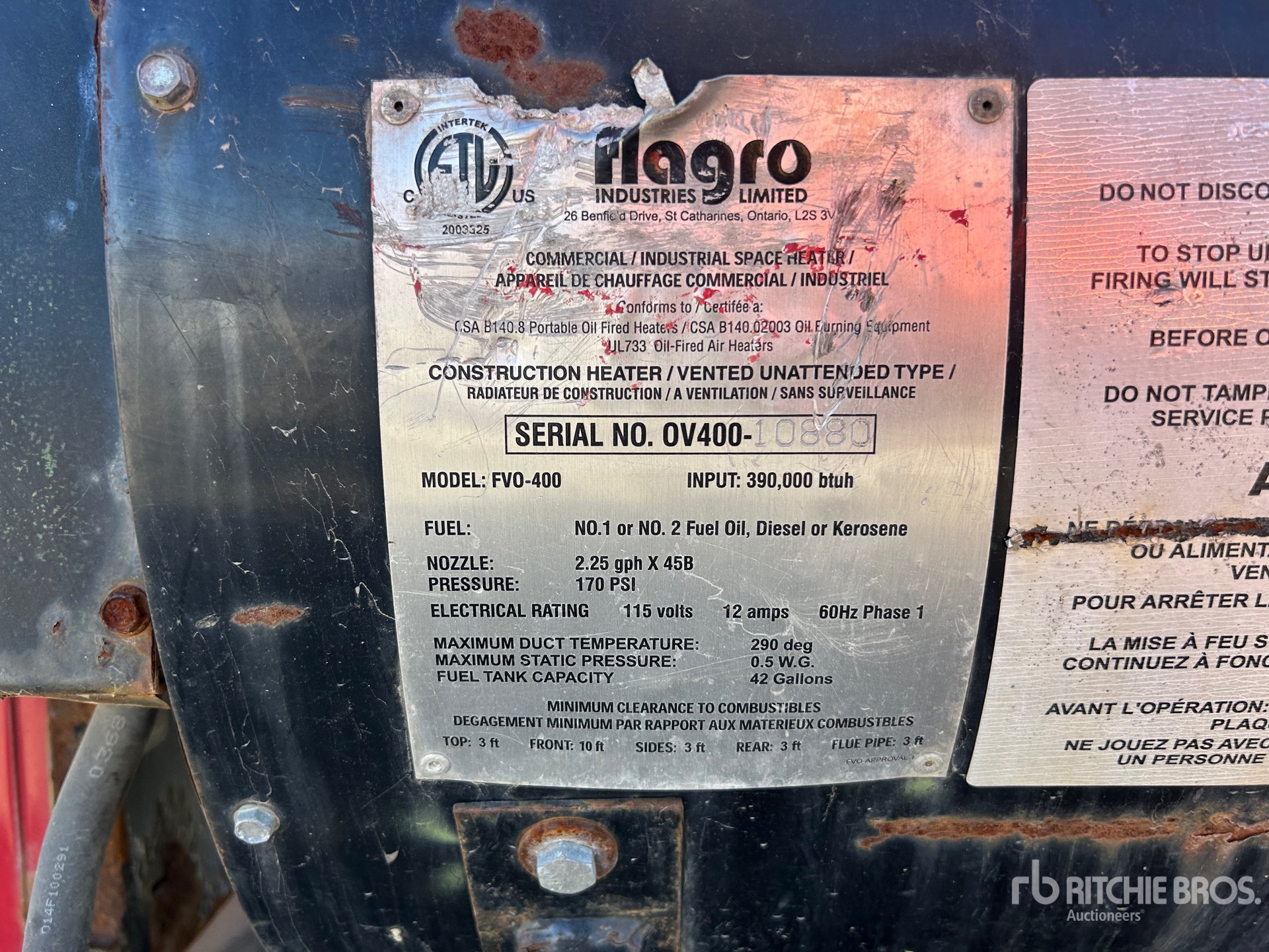 General Appearance with Serial Number / VIN