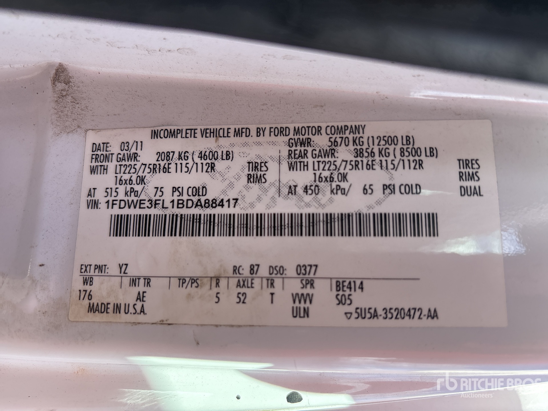 General Appearance with Serial Number / VIN