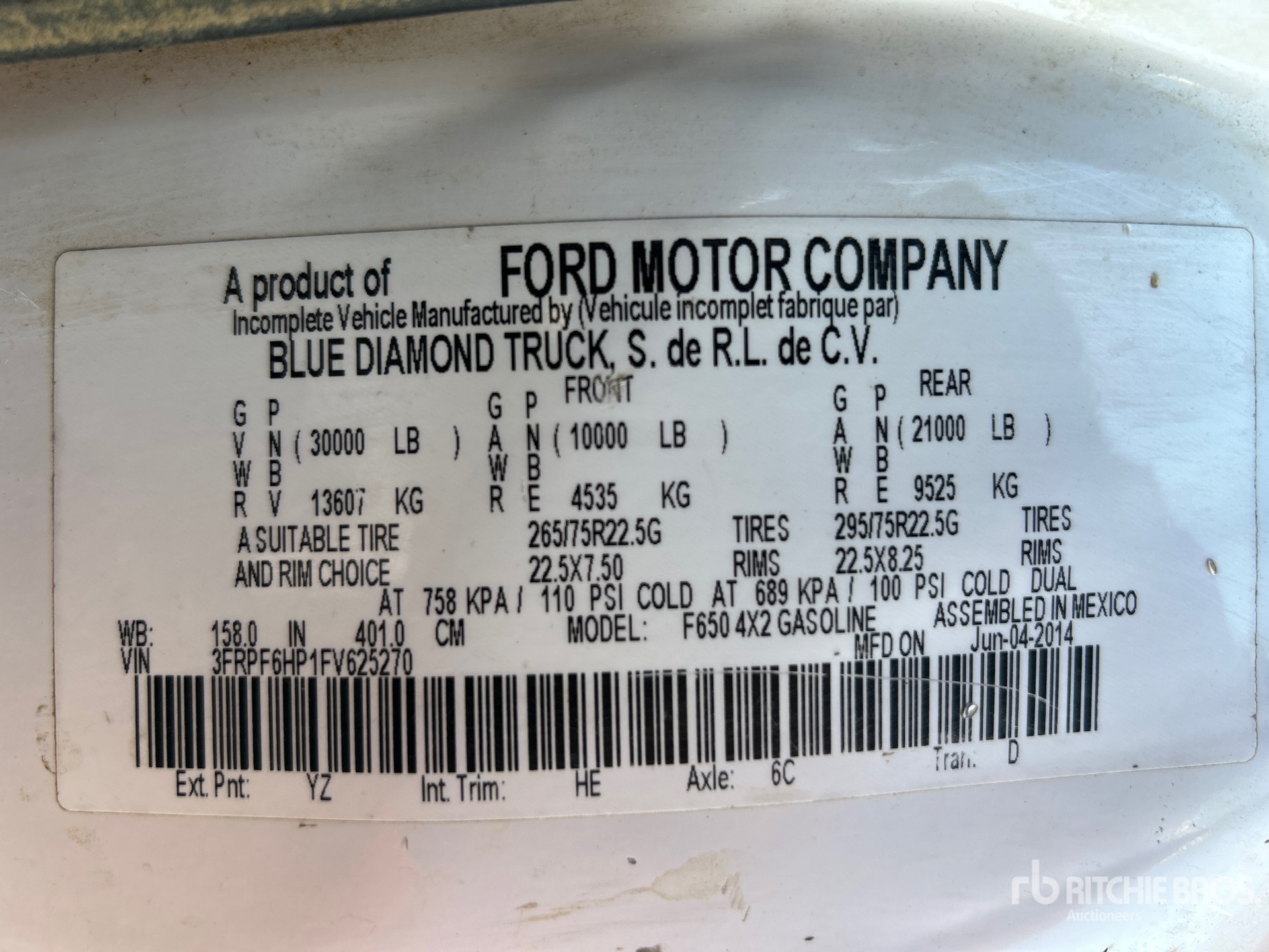 General Appearance with Serial Number / VIN