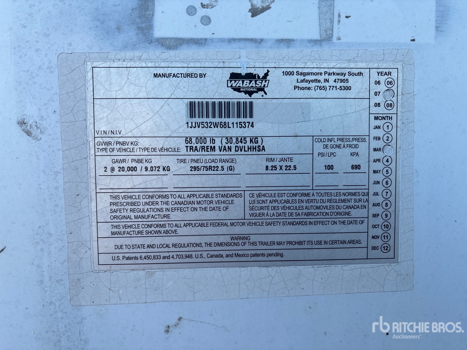 General Appearance with Serial Number / VIN