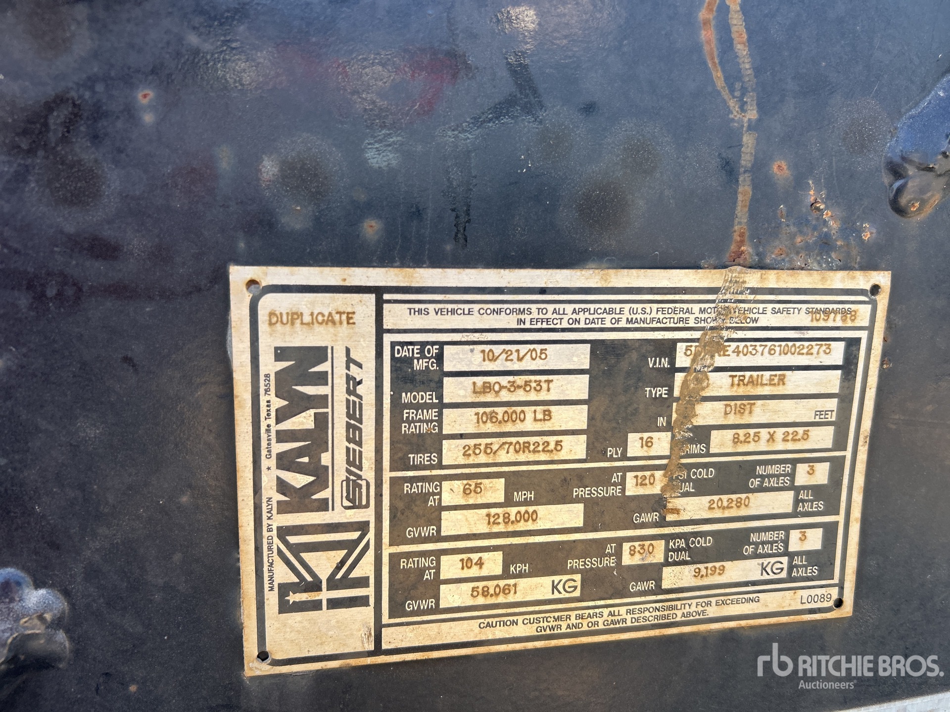 General Appearance with Serial Number / VIN