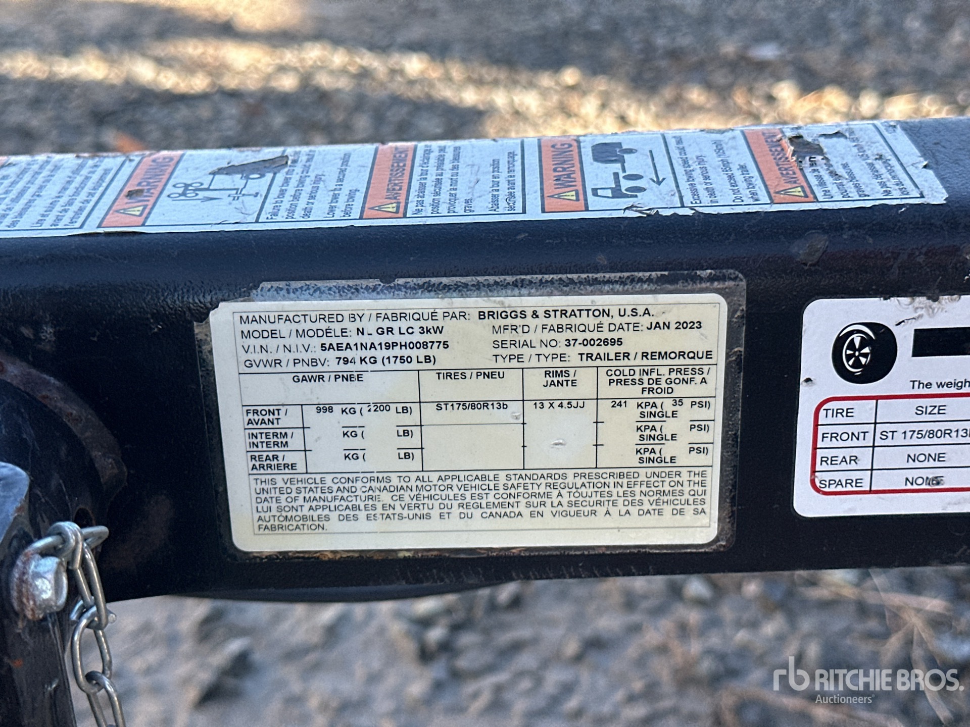 General Appearance with Serial Number / VIN