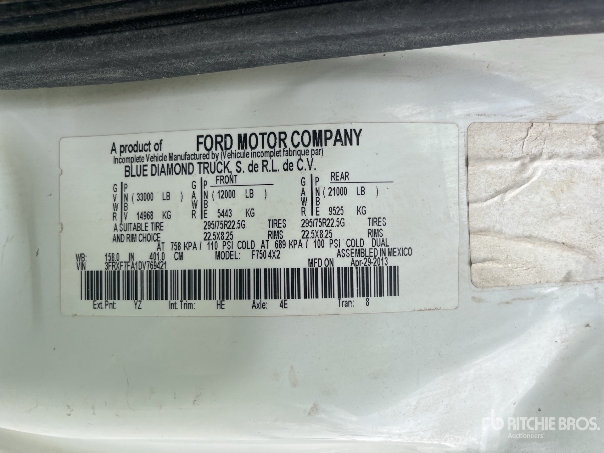General Appearance with Serial Number / VIN