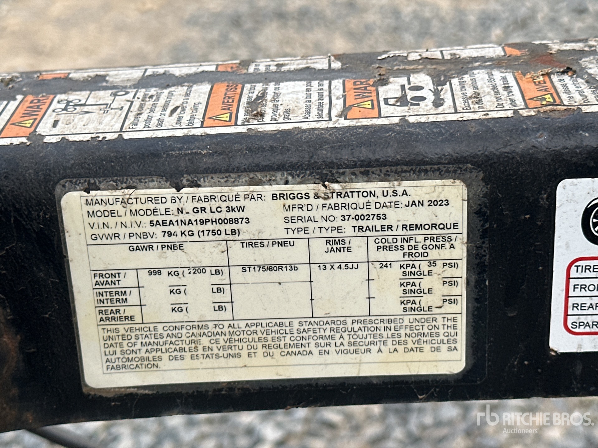 General Appearance with Serial Number / VIN