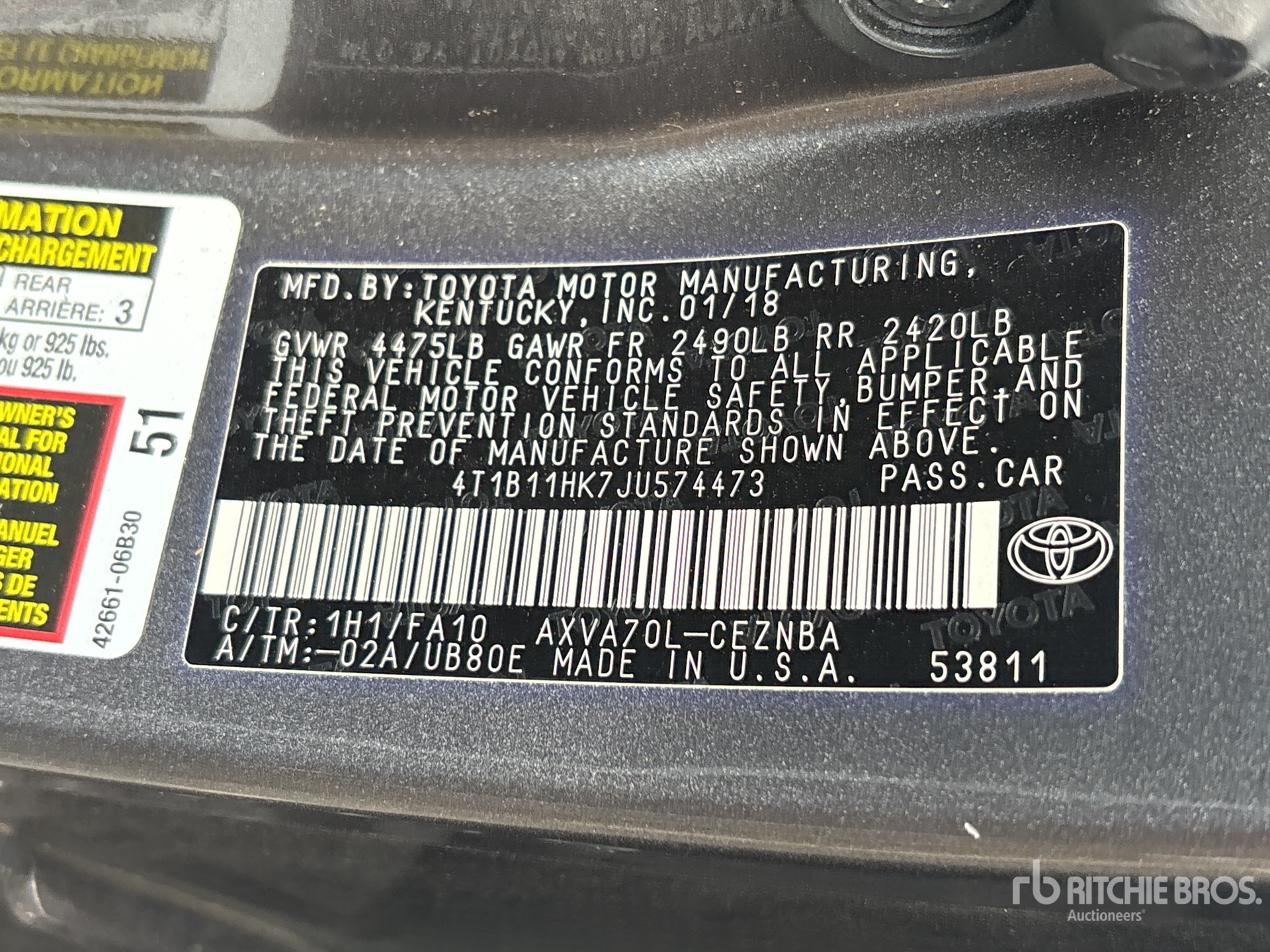 General Appearance with Serial Number / VIN
