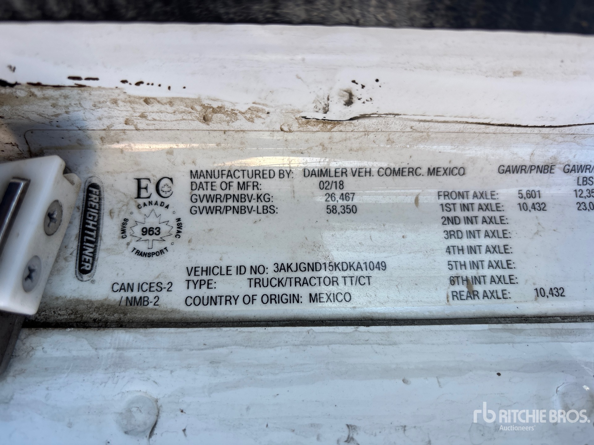 General Appearance with Serial Number / VIN