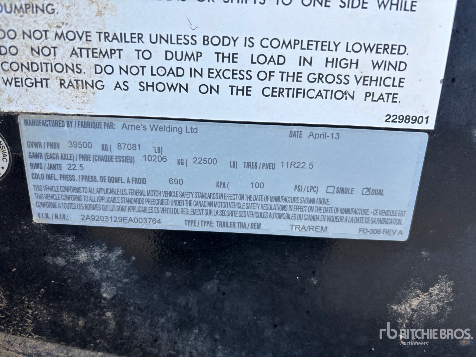 General Appearance with Serial Number / VIN