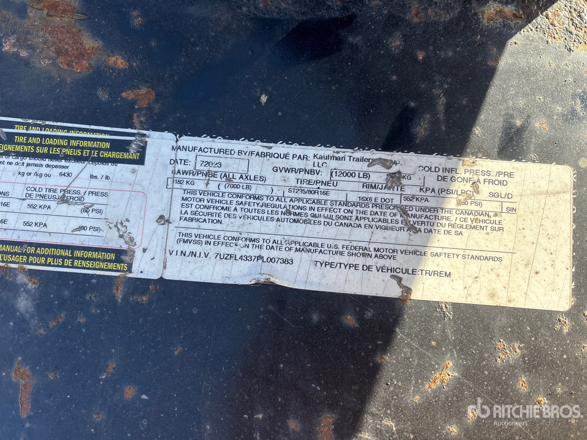 General Appearance with Serial Number / VIN