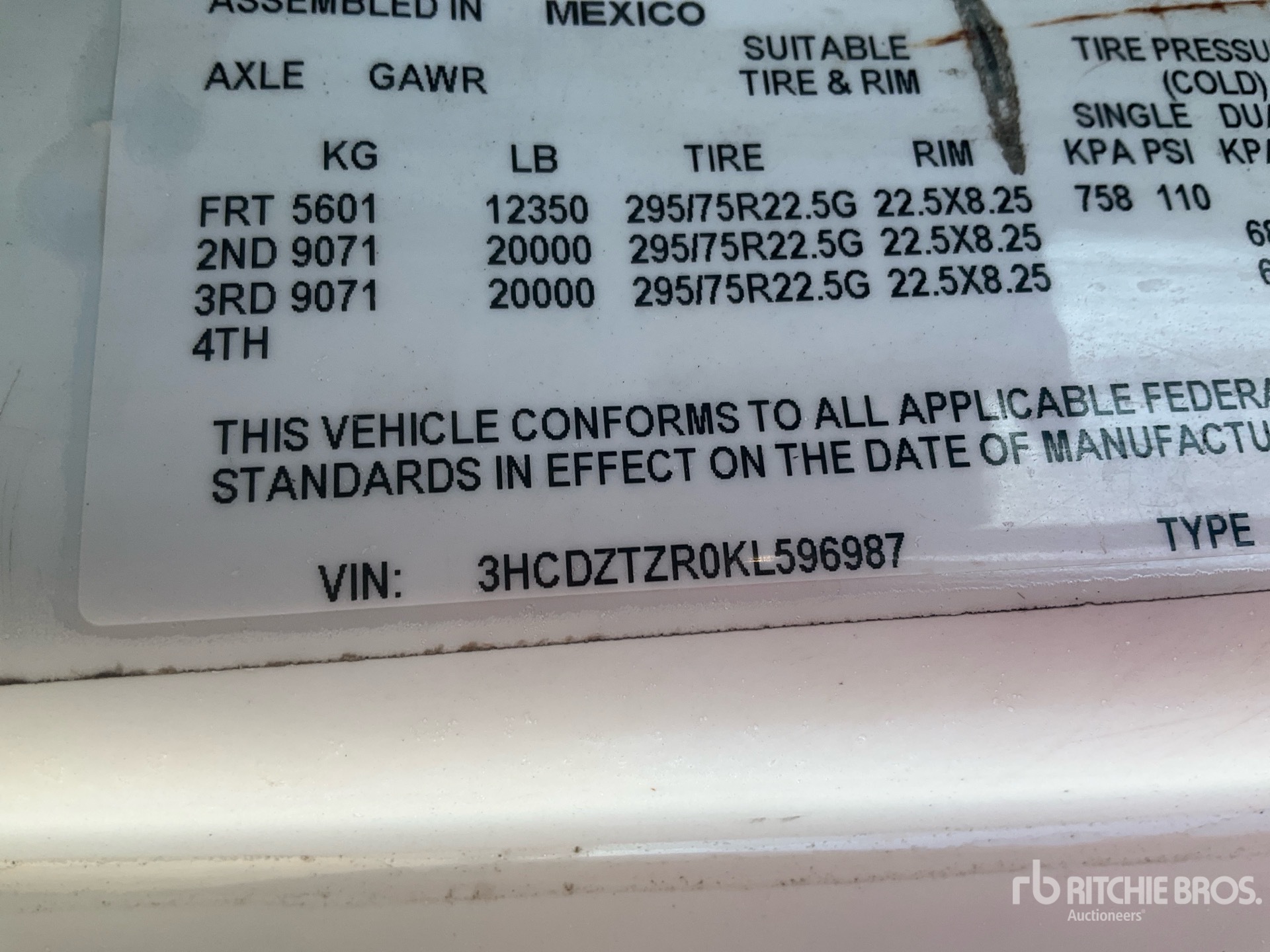 General Appearance with Serial Number / VIN